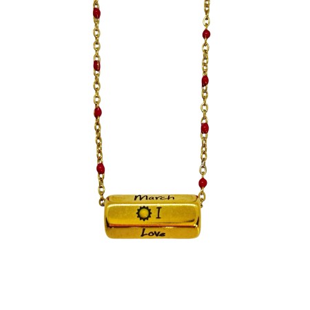 necklace steeil gold red beads and washer march1